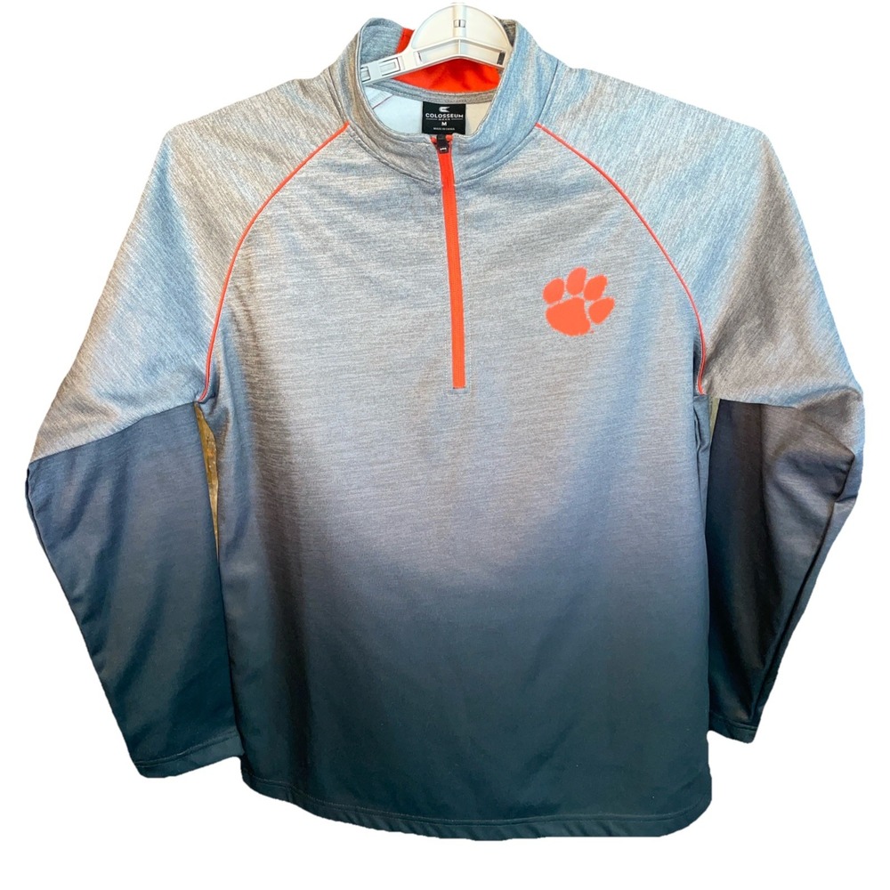 Colosseum Clemson Tigers Men's Quarter Zip Pullover XL Medium Heathered Gray